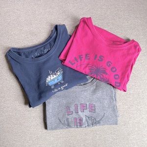 Bundle of Life Is Good T-Shirts, Size M, Navy-Pink-Grey